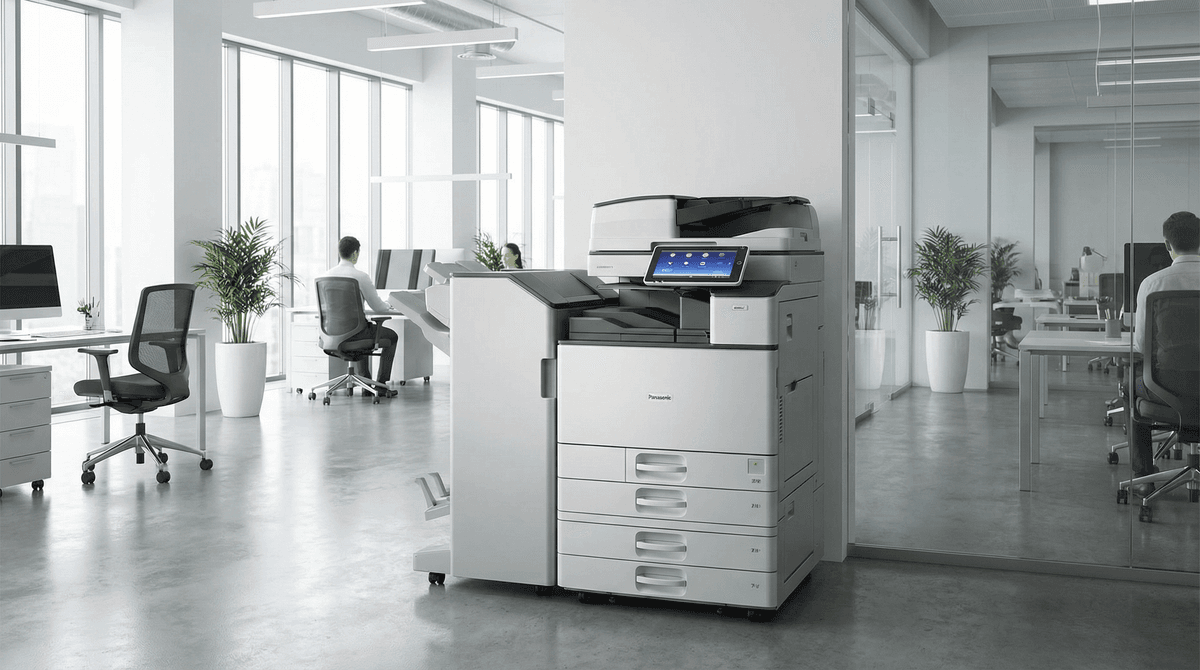 Modern commercial copier in a bright office